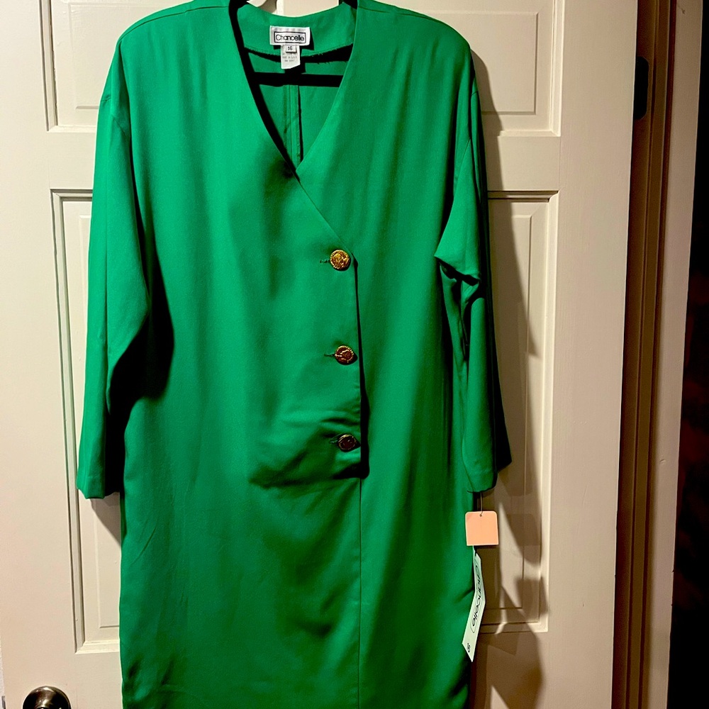 Chantelle long sleeve emerald green dress, sz 16